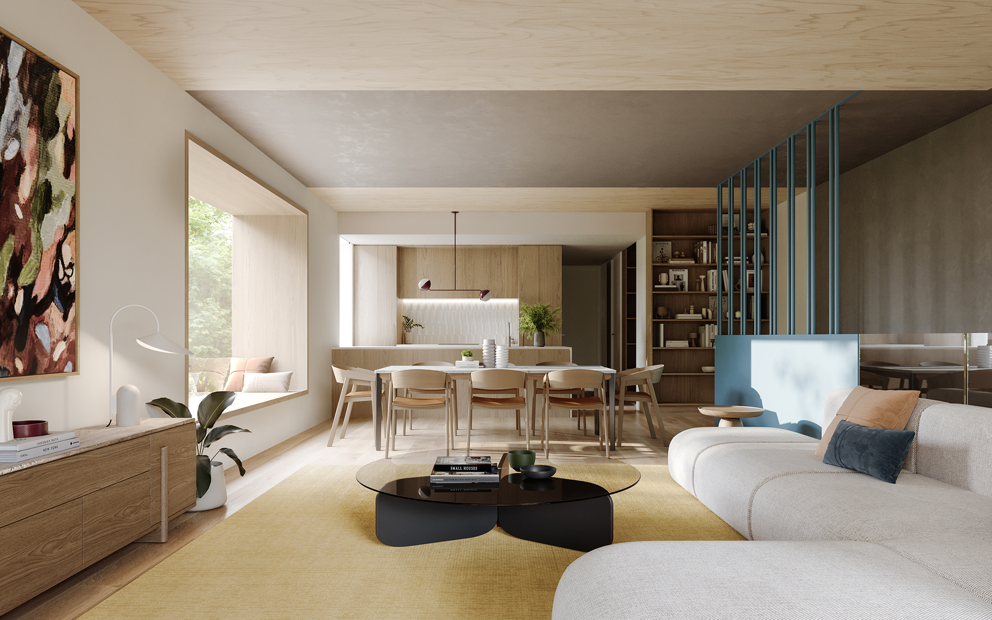 Kitchen and open plan living area inside a WINWOOD Terrace home in Thebarton
